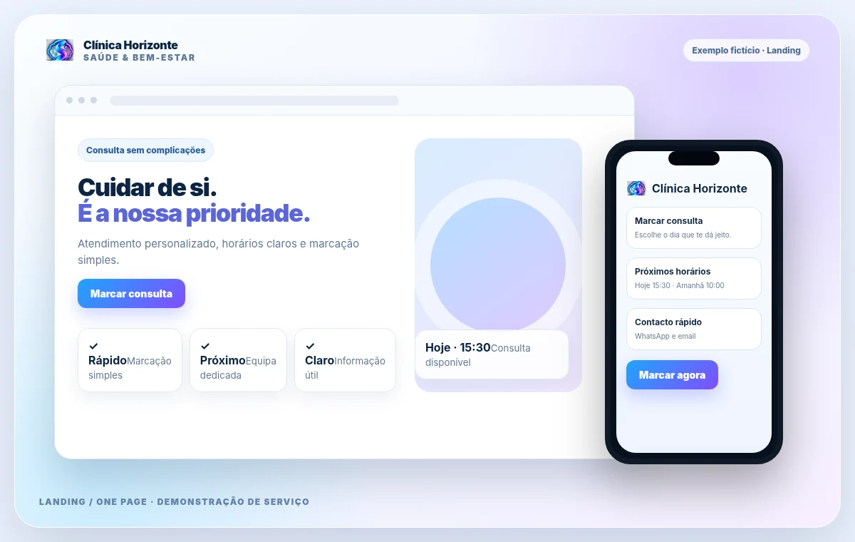 Exemplo fictício de website profissional